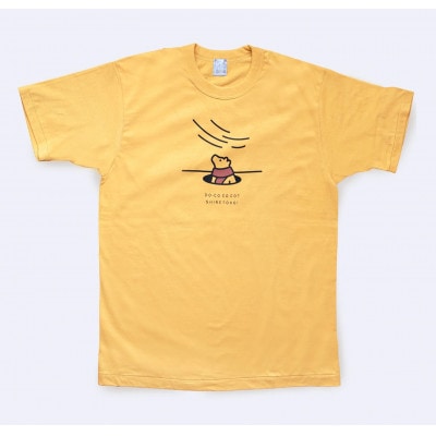 「知床トコさん」×久米繊維　コットンTシャツ　冬眠柄/黄色　Sサイズ　半袖