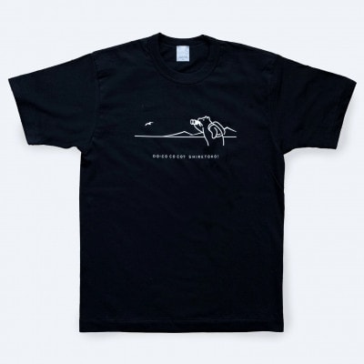 「知床トコさん」×久米繊維　コットンTシャツ　双眼鏡柄/黒　Mサイズ　半袖