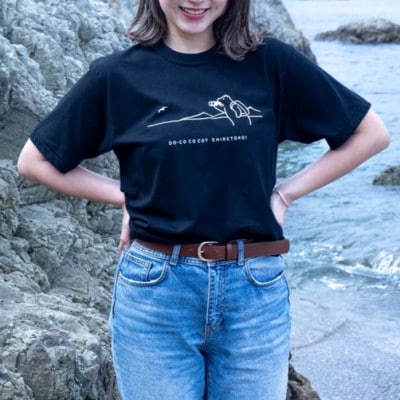 「知床トコさん」×久米繊維　コットンTシャツ　双眼鏡柄/黒　Mサイズ　半袖