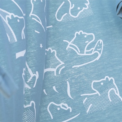 「知床トコさん」×久米繊維　コットンTシャツ　バラエティ柄　Lサイズ　半袖