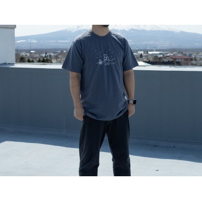「知床トコさん」×久米繊維　コットンTシャツ　星空柄/ダークグレー　Mサイズ　半袖