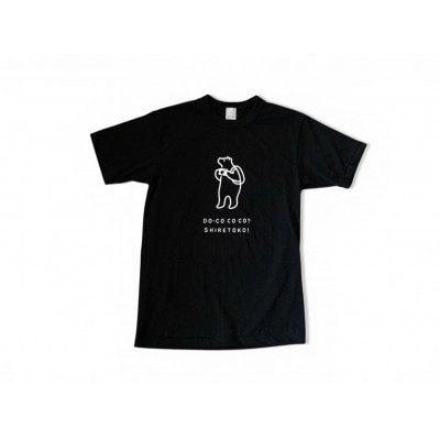 「知床トコさん」×久米繊維　コットンTシャツ　カメラ柄/黒　Lサイズ　半袖