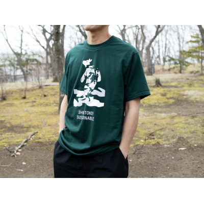 「知床トコさん」×久米繊維　コットンTシャツ　迷彩柄/グリーン　XLサイズ　半袖