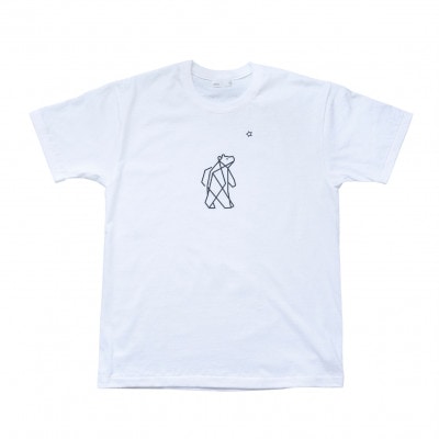 「知床トコさん」×久米繊維 　コットンTシャツ Lサイズ・ホワイト　折り紙柄　半袖