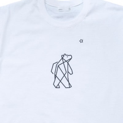 「知床トコさん」×久米繊維 　コットンTシャツ Lサイズ・ホワイト　折り紙柄　半袖