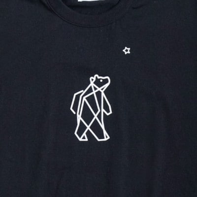 「知床トコさん」×久米繊維 　コットンTシャツ Sサイズ・ブラック　折り紙柄　半袖