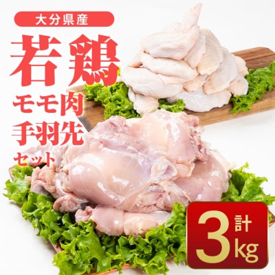  大分県産 若鶏 モモ肉 手羽先 セット (合計3kg・2種)