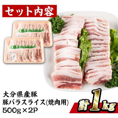 大分県産 豚バラ スライス (計1kg・500g×2P)
