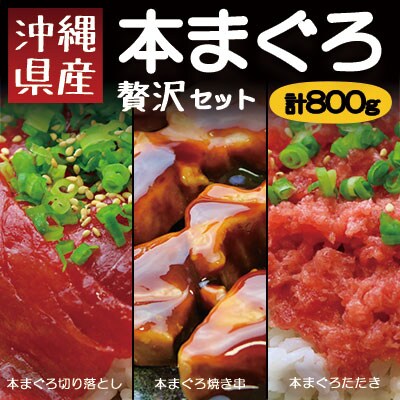 三高水産　沖縄県産天然本まぐろの切り落とし・ネギトロ・串セット　計800g
