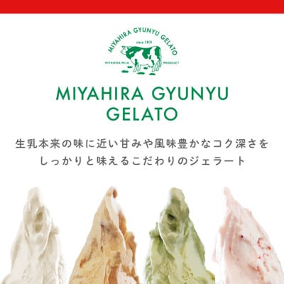 宮平牛乳ジェラート　8個セット(ミルク×2、カフェオレ×2、抹茶×2、いちご×2)　沖縄の牛乳屋さん