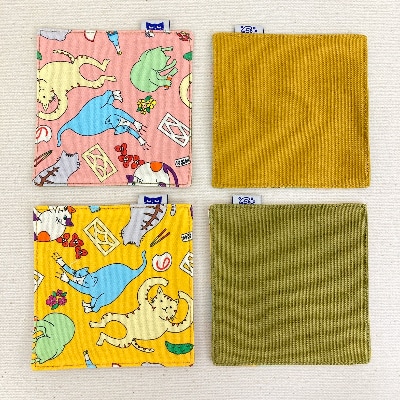 【海猫商店】 沖縄猫(ウチナーマヤー)リバーシブルコースター4枚セット