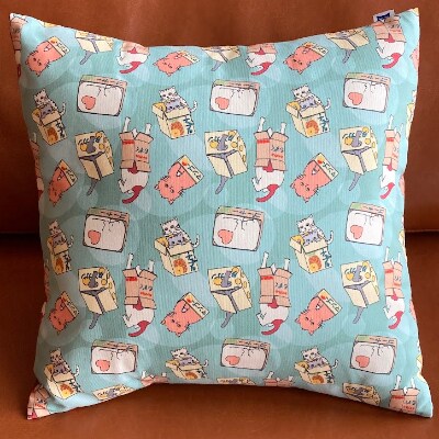 【海猫商店】『箱猫(ハコネコ)』クッション40×40 浅瀬