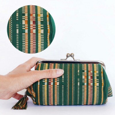 shuriori Pouch 深緑 ており首里道屯織のポーチ