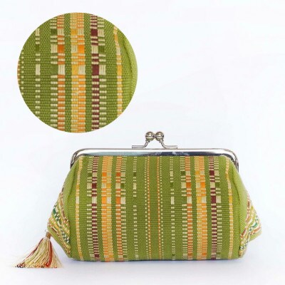 shuriori Pouch 黄緑 ており首里道屯織のポーチ