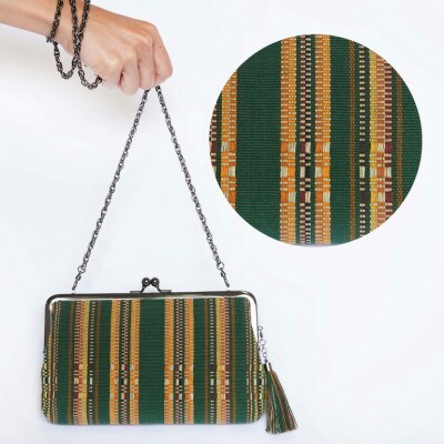 shuriori minibag 深緑 手織りの首里道屯織ミニバッグ