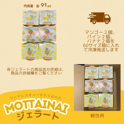 MOTTAINAI ジェラート3種セット(マンゴー、パイン、バナナ各2個)