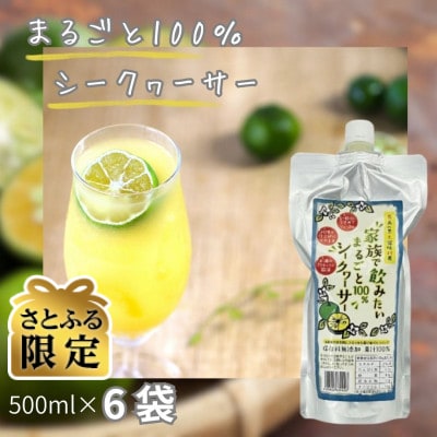 【さとふる限定】家族で飲みたいまるごと 100% シークヮーサー 500ml×6袋(パウチタイプ)