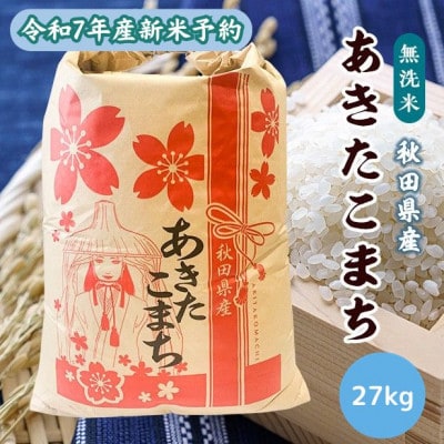 【新米予約】令和7年産 秋田県産あきたこまち 無洗米 27kg　9月下旬順次発送