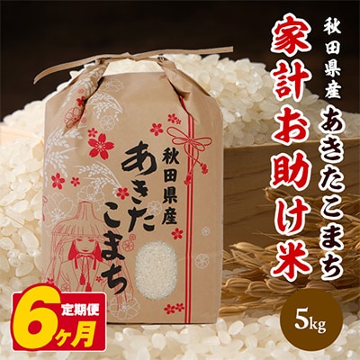 【毎月定期便】秋田県産あきたこまち家計お助け米　5kg全6回