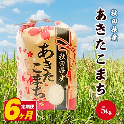 【毎月定期便】秋田県産あきたこまち白米　5kg 全6回