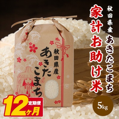 【毎月定期便】秋田県産あきたこまち家計お助け米5kg全12回