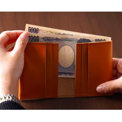 ミニ財布 札入れ 栃木レザー 牛革 日本製 レザー 天然皮革 レディース メンズ シンプル:キャメル