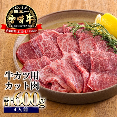 宮崎牛カット(牛カツ用)600g　mi-682