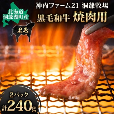 北海道 洞爺湖町産 黒毛和牛 焼肉用 120g×2パック 神内ファーム21 洞爺牧場 神内和牛