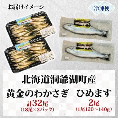 洞爺湖産 わかさぎ 18尾入り×2P 北海道産 ひめます 2尾(約120～140g/1尾) セット