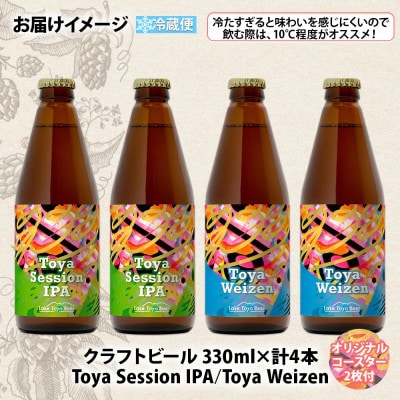 洞爺湖発 クラフトビール 2種 飲み比べ 計4本 sessionIPA ヴァイツェン コースター付き