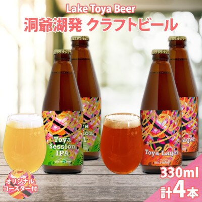 洞爺湖 発 クラフトビール 2種 飲み比べ 計4本 sessionIPA Lager コースター付
