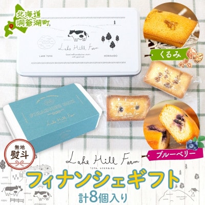 無地熨斗 オリジナルフィナンシェギフト 計8個入り くるみ ブルーベリー 焼菓子 北海道 洞爺湖町