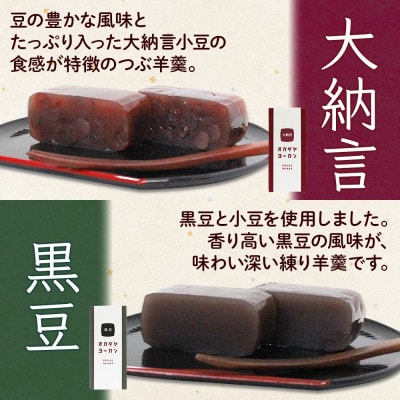 北海道 洞爺湖温泉 羊羹 3種セット 大納言 黒豆 本練り 180g 計4本 オカダヤヨーカン