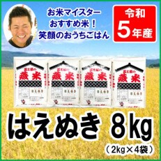 【新米先行受付　令和5年産】山形県産はえぬき　2kg×4袋　計8kg