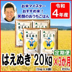 2023年5月発送開始『定期便』【令和4年産】山形県産はえぬき　5kg×4袋　計20kg全3回 | ふるさと納税のお礼品