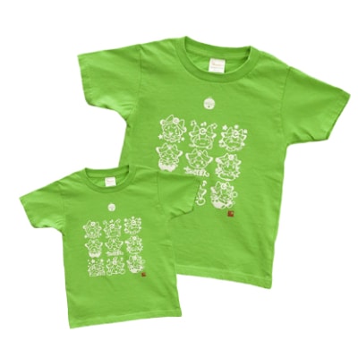 ゆるキャラ ちゃぐぽんTシャツ(ライトグリーン)親子セット