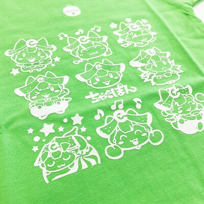 ゆるキャラ ちゃぐぽんTシャツ(ライトグリーン)とハンカチのお子さまセット