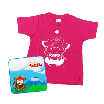 ゆるキャラ ちゃぐぽんTシャツ(ピンク)とハンカチのお子さまセット