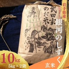 武田家のお米 岩手県産 銀河のしずく 玄米 10kg