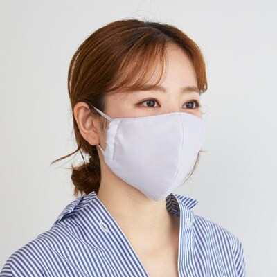 マスク(Lサイズ)2枚セット　色:シルバースカイ　4層構造立体　中2層　制菌・消臭・抗カビシート入り
