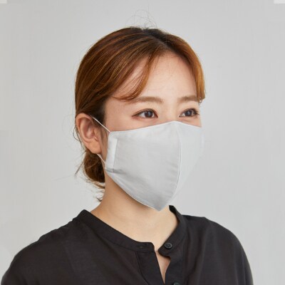 マスク(Lサイズ)2枚セット　色:プラチナグレー　4層構造立体　中2層　制菌・消臭・抗カビシート入り