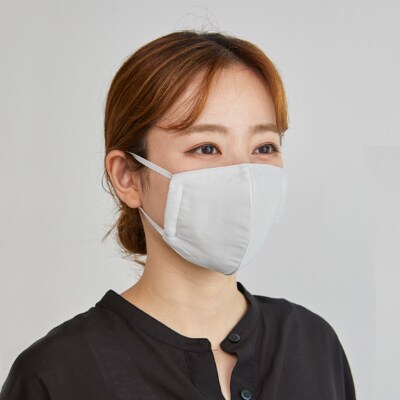 マスク(Mサイズ)2枚セット　色:プラチナグレー　4層構造立体　中2層　制菌・消臭・抗カビシート入り