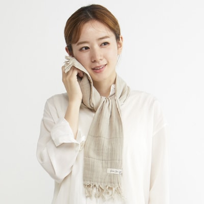 四重織高吸水シャリ感ガーゼ (ガーデンスタイル)ロングマフラータオル2枚セット　色:サンドベージュ