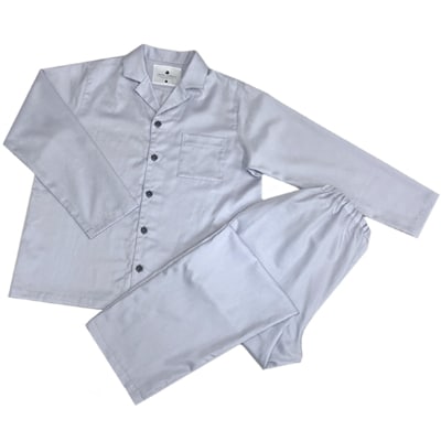 【シングル】カバー掛・シーツ(45cm)・枕&パジャマ(男女兼用XLサイズ)4点セットシルバースカイ