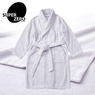 バスローブ(厚手)スーパーZEROパイル使用　【男女兼用　サイズL】カラー　シルバースカイ