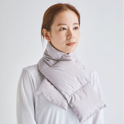 ダウンネックウォーマー　ハンガリー産ダウン90%　CILシルバー　カラー　グレージュ　羽毛