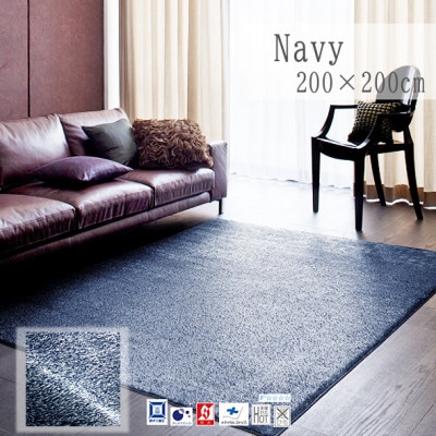【200×200cm】ネオグラス 　カーペット 　ラグ　　カラー:ネイビー