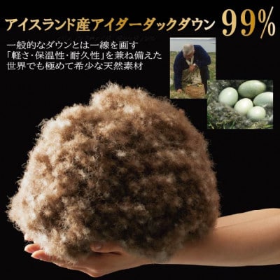 50×90cm アイスランド産アイダーダックダウンピロー(羽毛枕)99%&枕カバー:ピュアホワイト