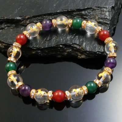 万事馬九行く(うまくいく)九頭の馬3色ブレスレット