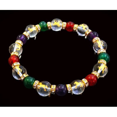 万事馬九行く(うまくいく)九頭の馬3色ブレスレット